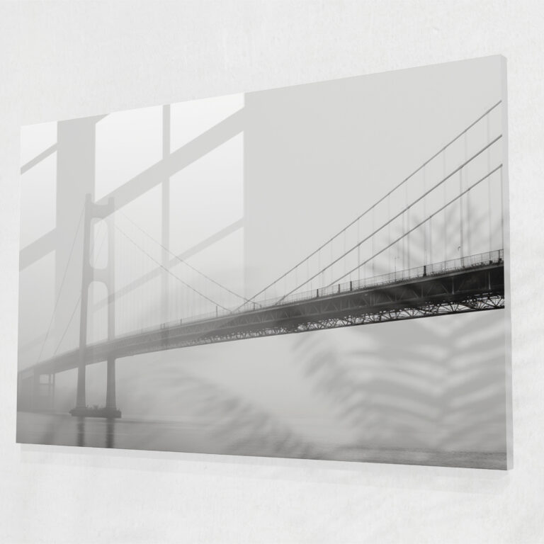 Black And White Glass Print Of Bosphorus Bridge - Bosphorus Bridge, Architectural Details, Glass Wall Art, Black And White