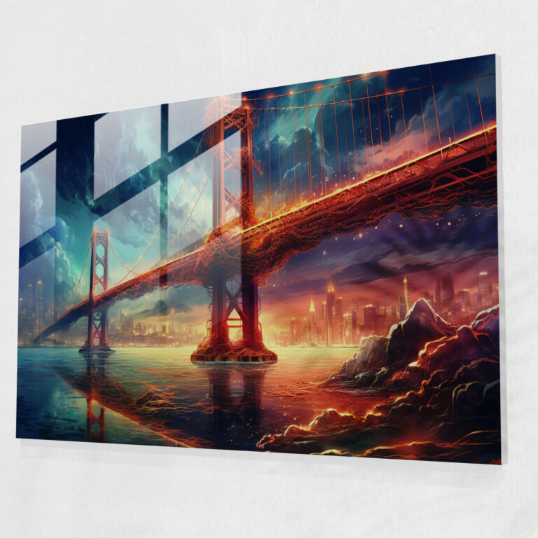 Surreal Glass Print Of Bosphorus Bridge - Bosphorus Bridge, Home Decoration, Modern Art, Glass Print