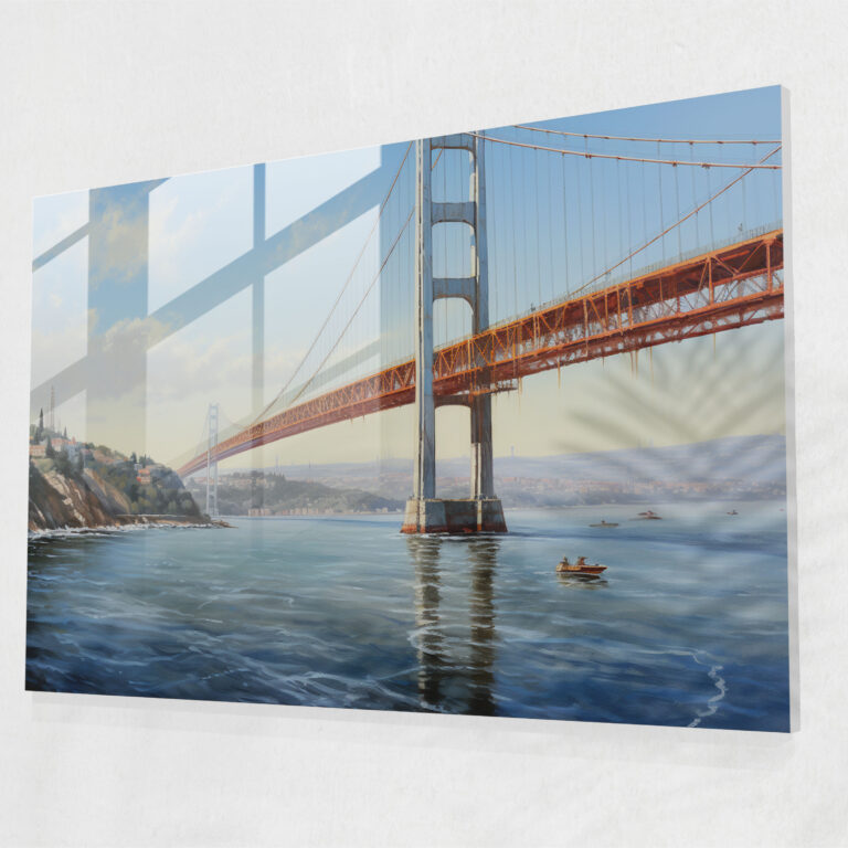 Realistic Glass Print Of Bosphorus Bridge - Bosphorus Bridge, Precise Brushwork, Oil Painting, Wall Decoration