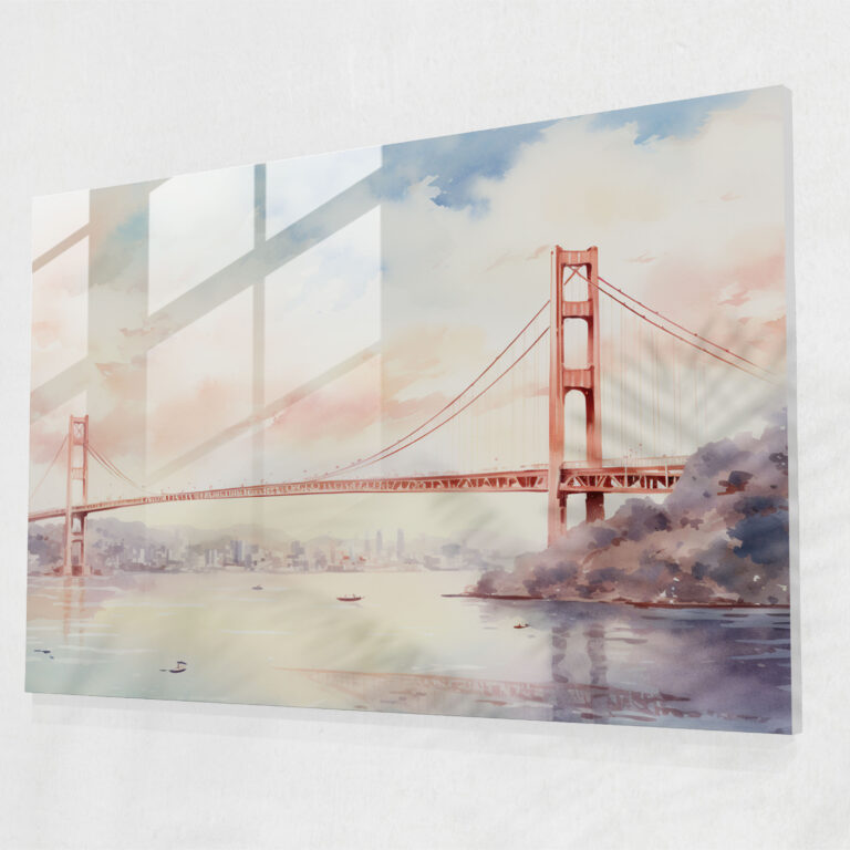Whimsical Glass Print Of Bosphorus Bridge - Bosphorus Bridge, Dreamy Atmosphere, Glass Art, Whimsical
