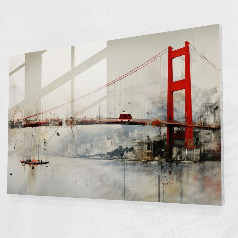 Bosphorus Bridge Glass Wall Art - Bosphorus Bridge, Glass Print, Mixed Media Collage, Bosphorus Bridge