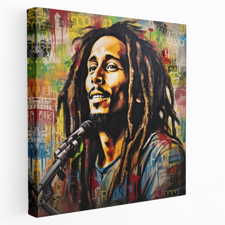 Bob Marley Graffiti Canvas Print - Bob Marley, Canvas, Portrait, Urban Art