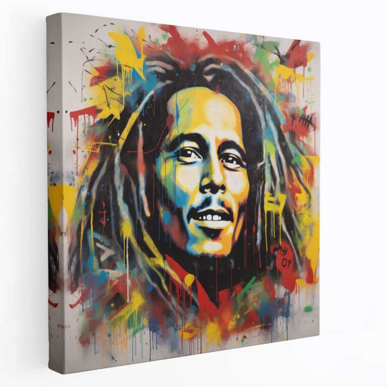 Bob Marley Wall Art - Bold Graffiti Portrait - Bob Marley, Wall Art, Vibrant Colors, Canvas Print