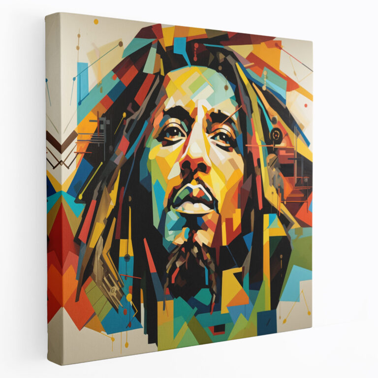 Bob Marley Wall Art - Geometric Abstract Canvas Print - Bob Marley, Wall Art, Artistic Flair, Home Decoration