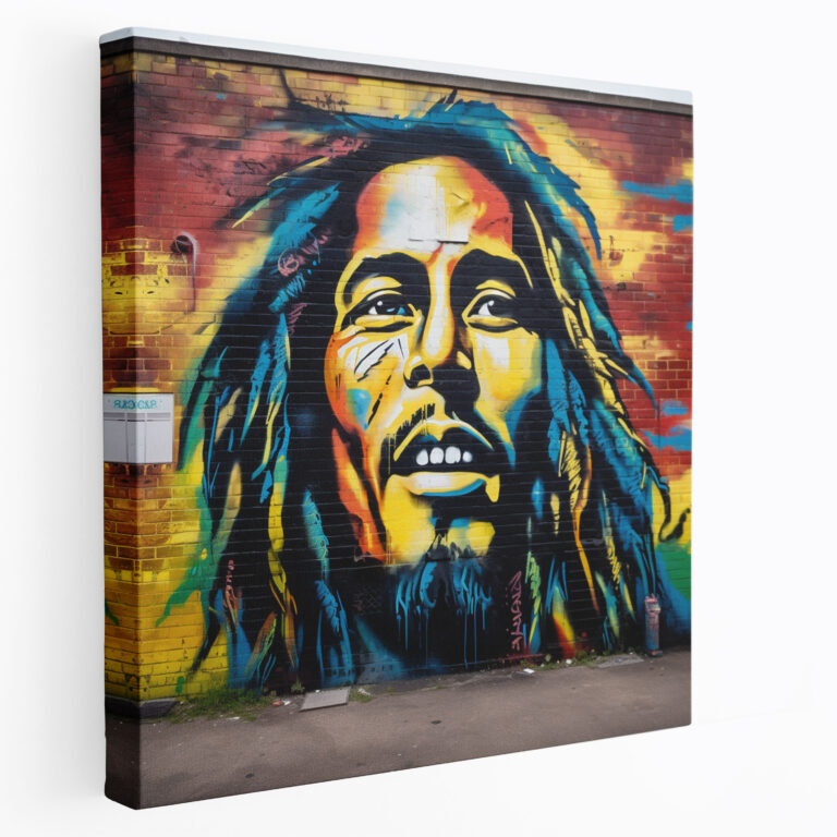 Bob Marley Wall Art - Graffiti Style Canvas Print - Bob Marley, Wall Decoration, Home Decoration, Vibrant Colors