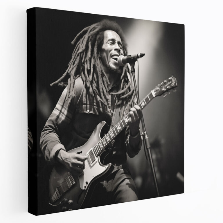 Bob Marley Canvas Print - Black And White Music Wall Art - Bob Marley, Wall Art, Music Enthusiast, Touch Of Red