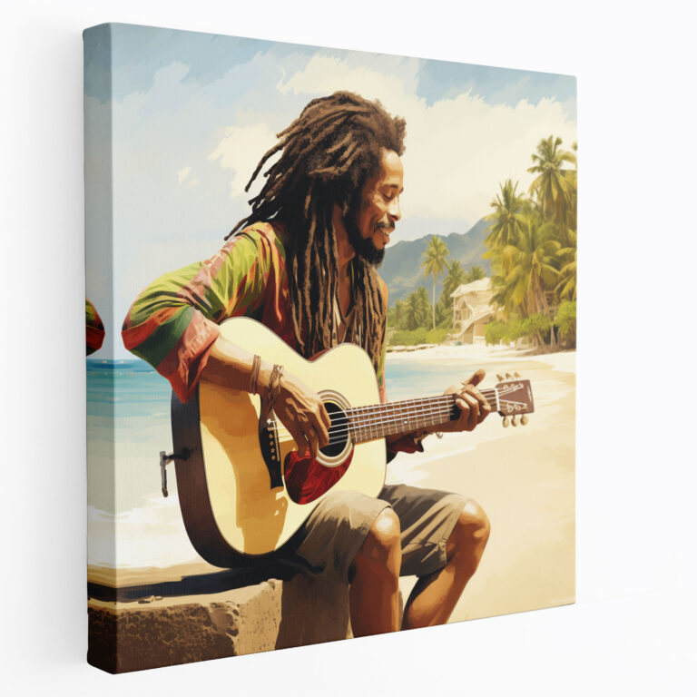 Bob Marley Wall Art - Tropical Guitar Canvas Print - Bob Marley, Wall Decoration, Home Decoration, Canvas