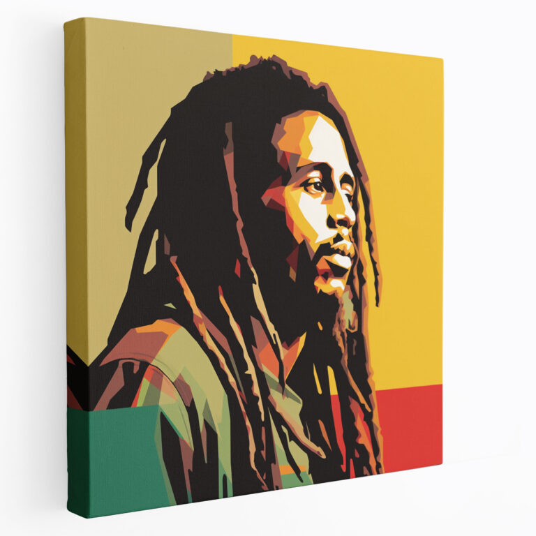 Bob Marley Minimalist Canvas Print - Bob Marley, Clean Lines, Home Decoration, Silhouette