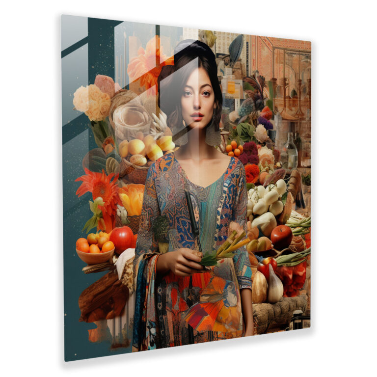 Bohemian Bazaar Glass Print - Bohemian, Digital Collage, Glass Print, Vibrant Textiles
