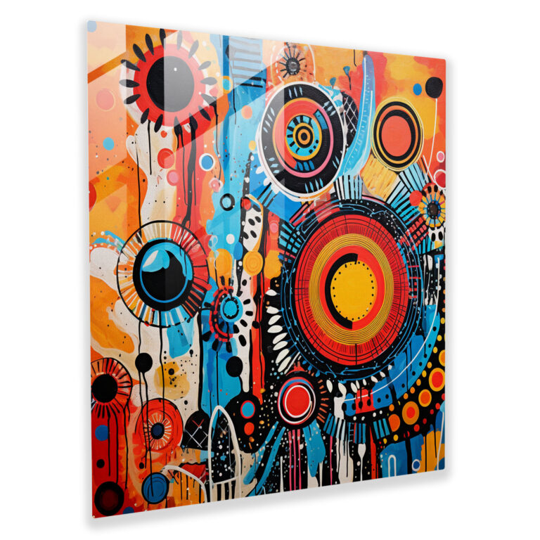 Bohemian Burst Glass Print - Bohemian, Bohemian, Modern Art, Acrylic Painting