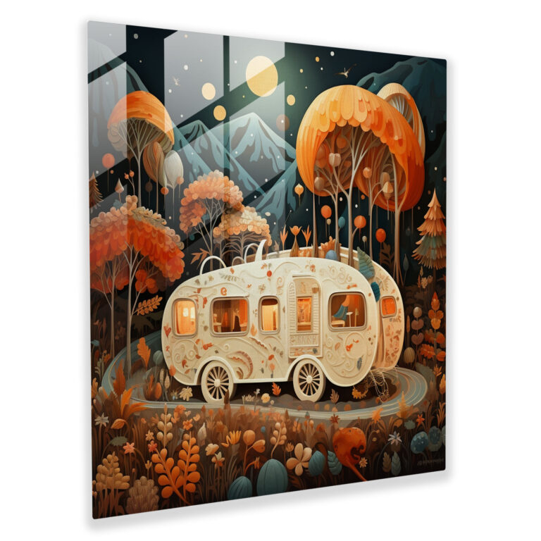 Bohemian Caravan Glass Print - Bohemian, Modern Art, Glass Art, Bohemian
