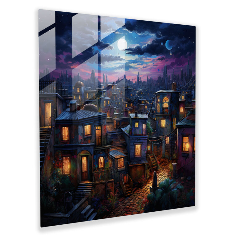 Bohemian Cityscape Glass Print - Bohemian, Glass Print, Glass Art, Wall Decoration