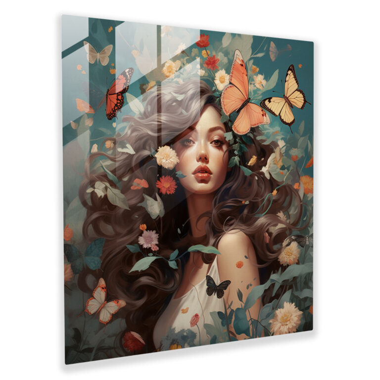 Bohemian Blossoms Glass Print - Bohemian, Glass Art, Digital Illustration, Modern Art