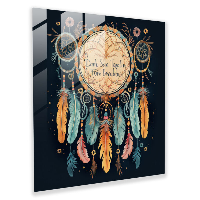 Bohemian Dreams Glass Print - Bohemian, Home Decoration, Intricate Patterns, Inspirational Quote