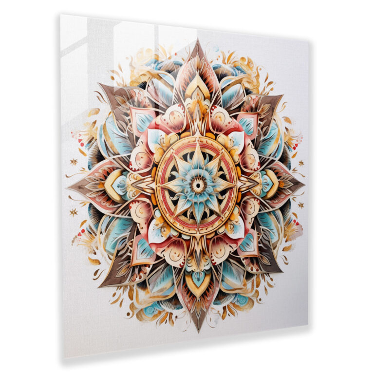 Bohemian Mandala Glass Print - Bohemian, Home Decoration, Mandala Design, Modern Art