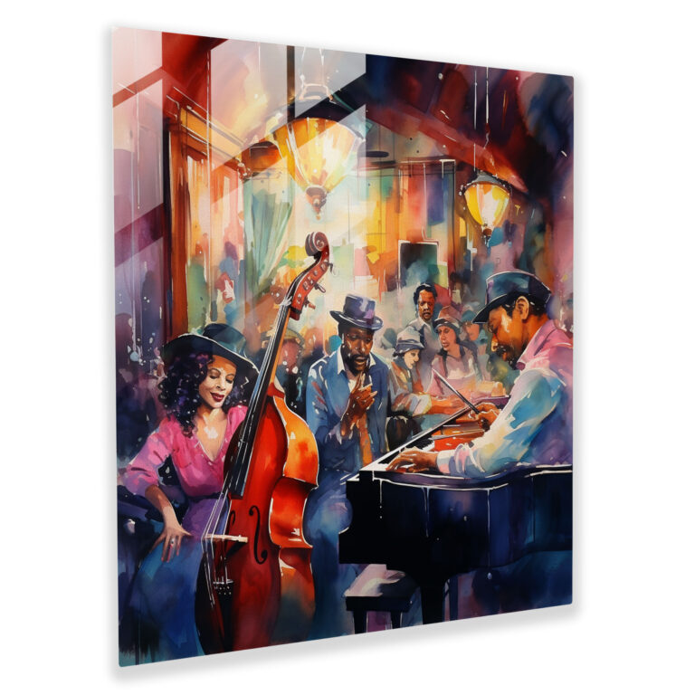 Bohemian Musicians Glass Print - Bohemian, Vibrant Painting, Glass Print, Jazz Music