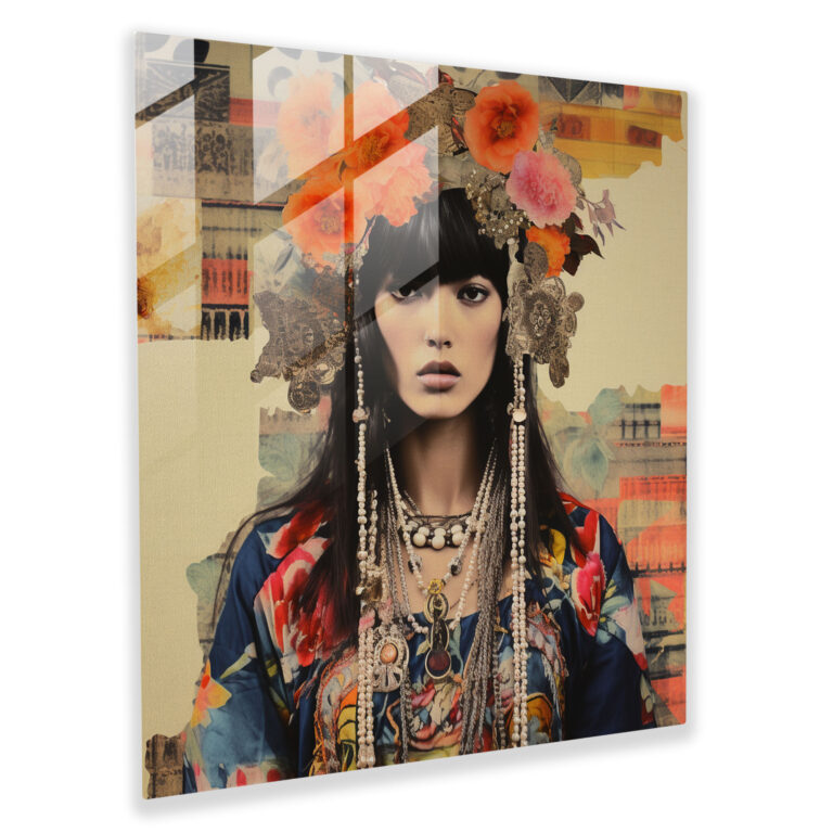 Bohemian Mixed Media Glass Print - Bohemian, Home Decoration, Colorful Fabrics, Wall Decoration