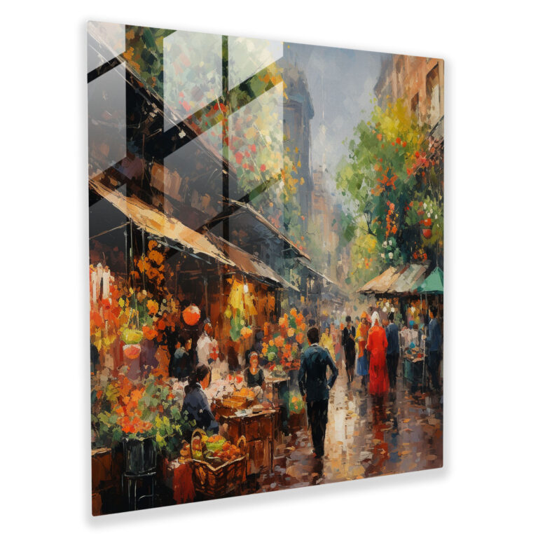 Bohemian Market Glass Print - Bohemian, Home Decoration, Impressionist Painting, Glass Print