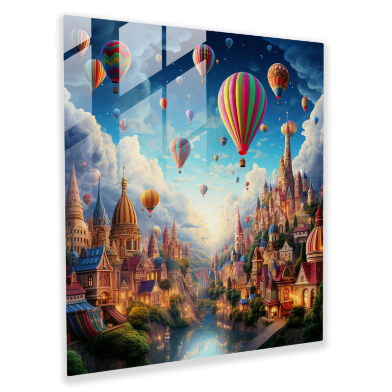 Bohemian Hot Air Balloons Glass Print - Bohemian, Modern Art, Bohemian Hot Air Balloons, Whimsical