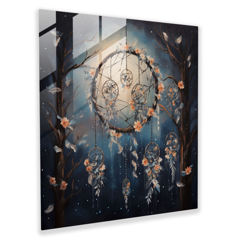 Bohemian Dreamcatcher Moonlit Night Glass Print - Bohemian, Glass Print, Home Decoration, Bohemian