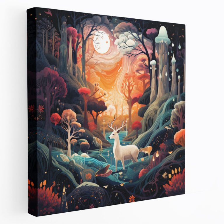Whimsical Bohemian Forest Canvas Print - Bohemian, Canvas Print, Wall Art, Animals