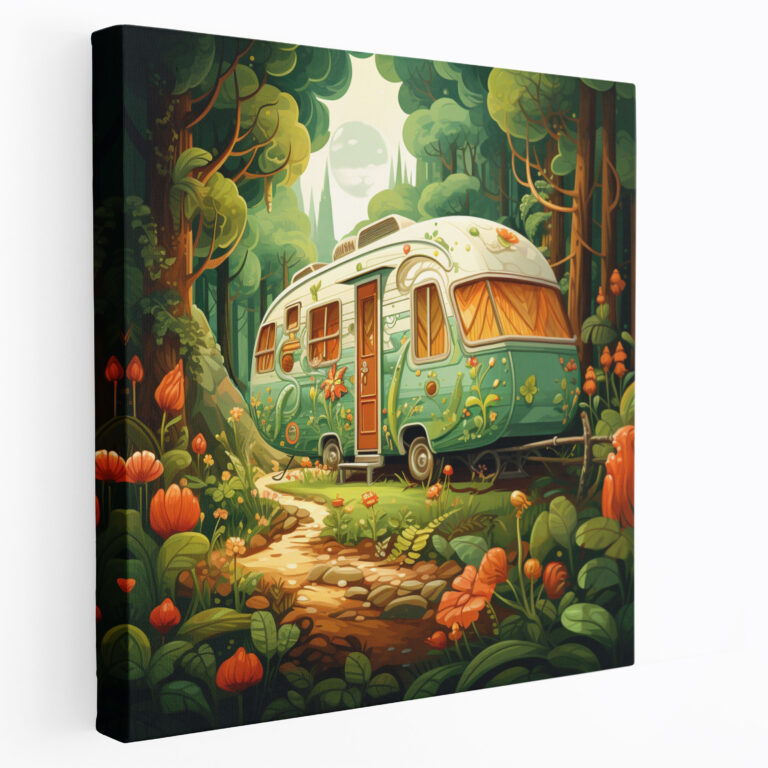 Bohemian Caravan Canvas Print - Bohemian, Retro-Inspired, Wall Decoration, Lush Forest