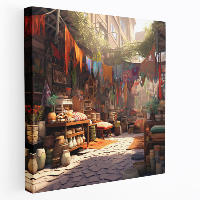 Bohemian Market Canvas Print - Bohemian, Wall Decoration, Canvas Wall Art, Digital Illustration