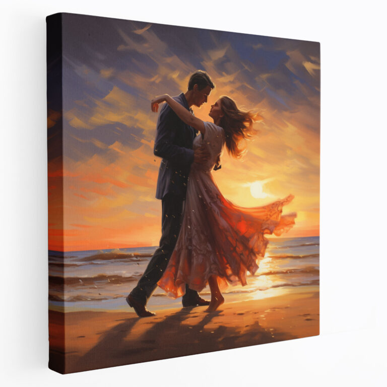 Bohemian Sunset Dance Canvas Print - Bohemian, Wall Decoration, Bohemian Couple, Dancing Barefoot