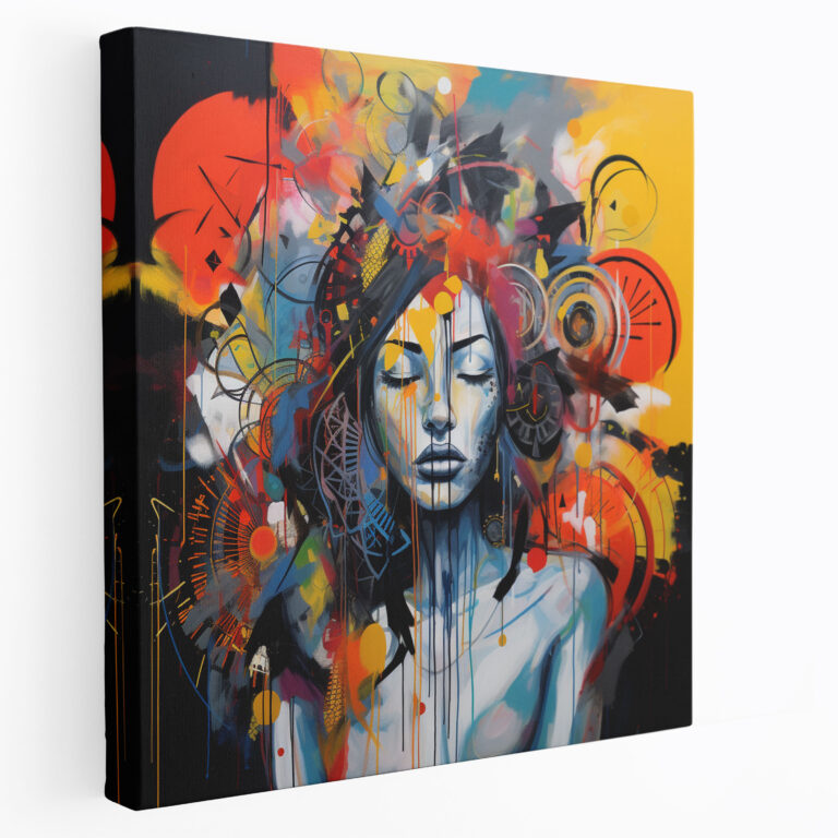 Bohemian Graffiti Fusion Canvas Print - Bohemian, Wall Decoration, Home Decoration, Abstract Mixed Media Artwork