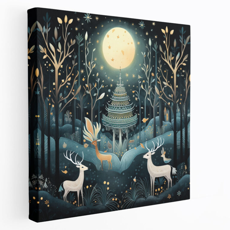 Bohemian Moonlit Forest Canvas Print - Bohemian, Mystical Moonlit Forest, Crowns, Wall Decoration