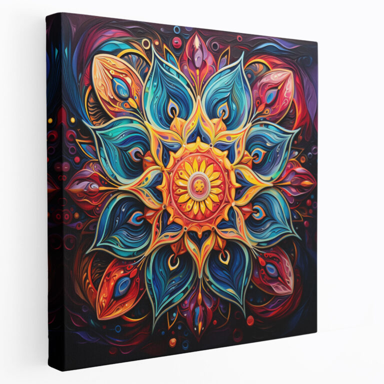 Bohemian Mandala Canvas Print - Bohemian, Acrylic Painting, Wall Decoration, Colorful