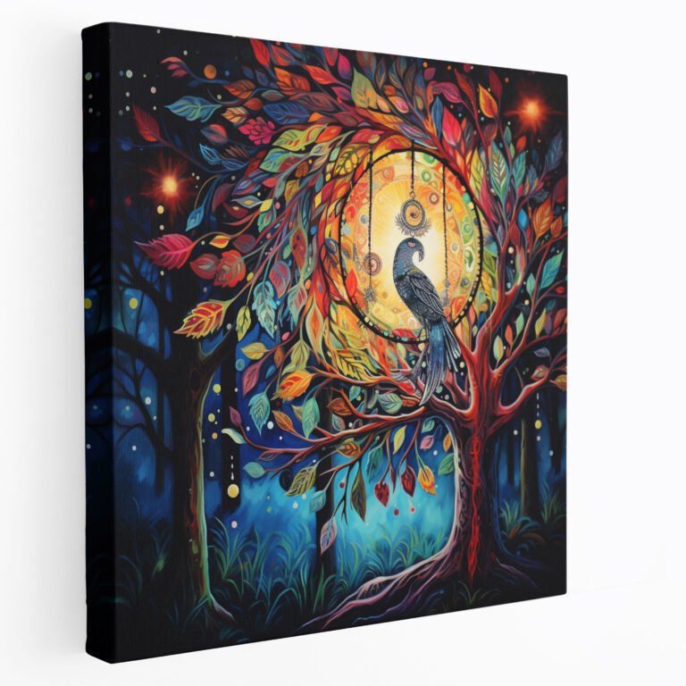 Bohemian Dreamcatcher Canvas Print - Bohemian, Acrylic Painting, Psychedelic Painting, Canvas