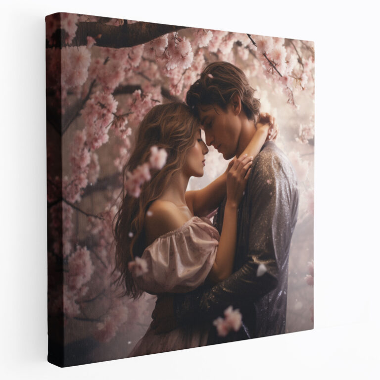 Bohemian Cherry Blossom Romance Canvas Print - Bohemian, Love, Wall Decoration, Romantic Scene