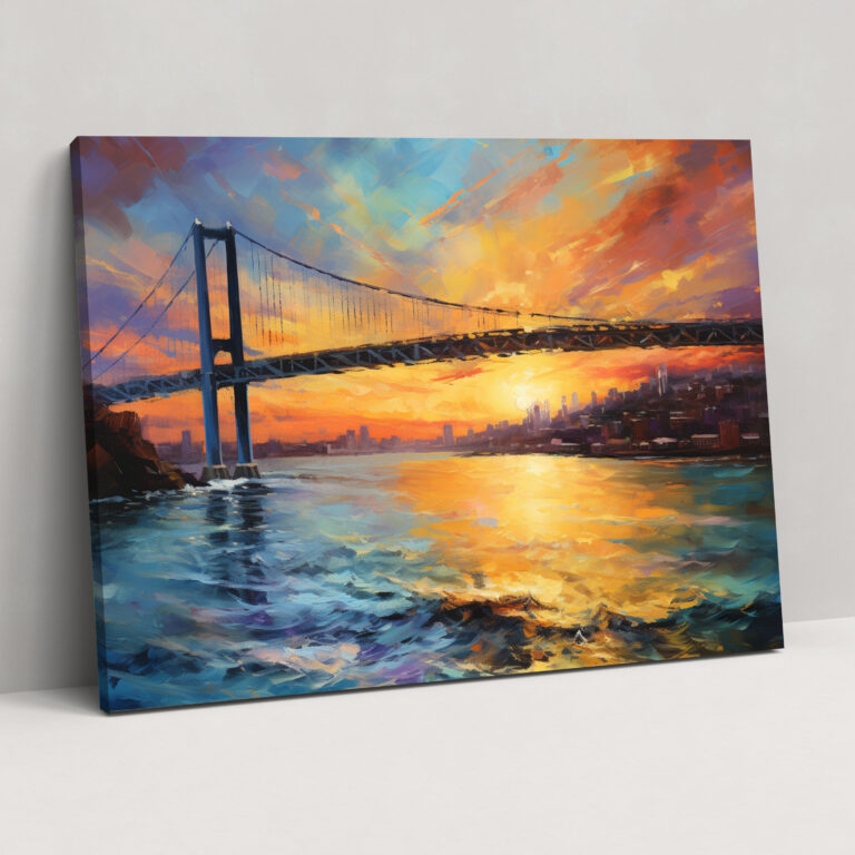 Bosphorus Bridge Canvas Print - Bosphorus Bridge, Canvas, Impressionist Painting, Reflections