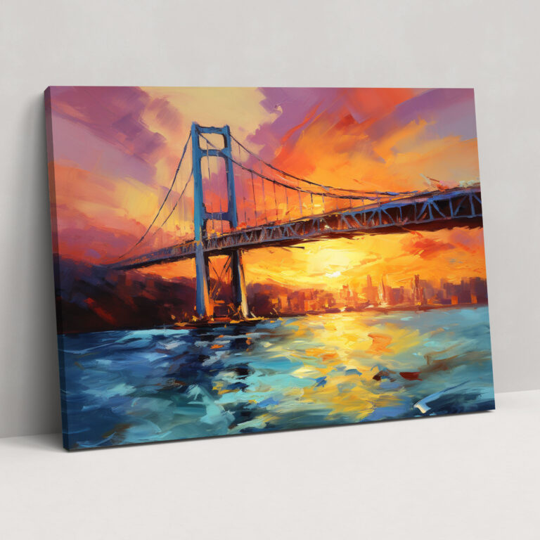 Bosphorus Bridge Impressionist Canvas Print - Bosphorus Bridge, Bosphorus Bridge, Home Decoration, Sunset