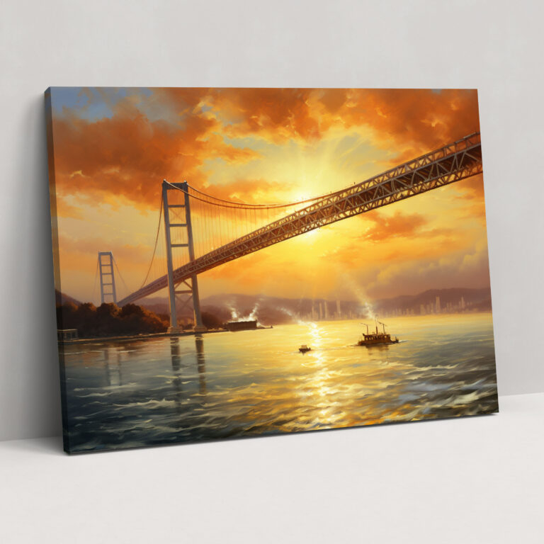 Bosphorus Bridge Sunrise Oil Painting - Bosphorus Bridge, Canvas Wall Art, Home Decoration, Bosphorus Bridge