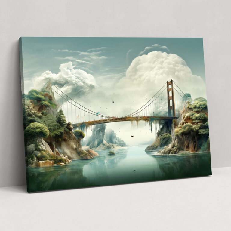 Bosphorus Bridge Surreal Mixed Media Art - Bosphorus Bridge, Wall Decoration, Fantastical, Canvas Wall Art