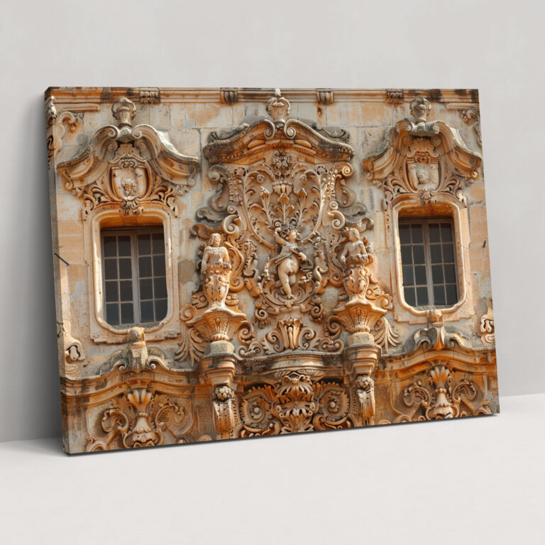 Baroque Magnificent Palace Facade Canvas Print - Baroque, Magnificent Palace Facade, Intricate Carvings, Canvas Wall Art