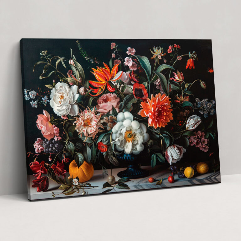 Baroque Style Painting Floral Canvas Print - Baroque, Canvas, Home Decoration, Wall Decoration