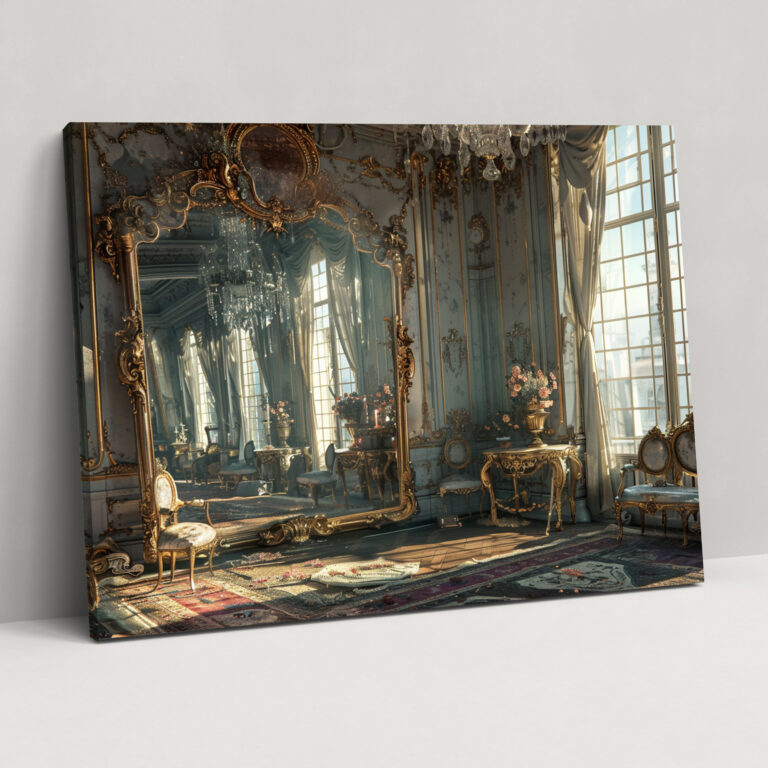 Baroque Style Painting Ornamental Mirror Wall Art - Baroque, Canvas Wall Art, Wall Decoration, Home Decoration