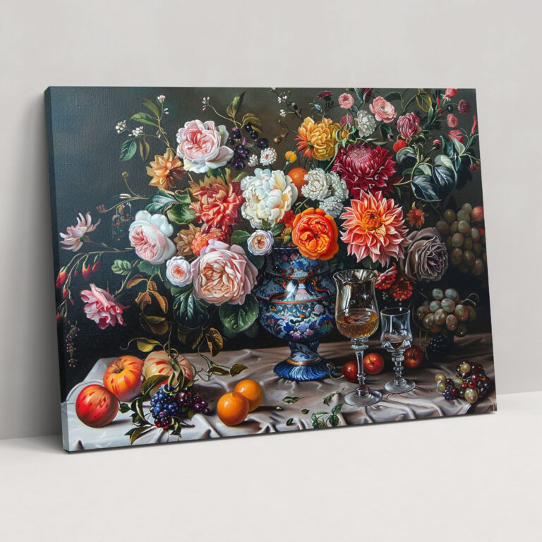 Baroque Style Painting Floral Canvas Print - Baroque, Canvas Print, Wall Art, Home Decoration