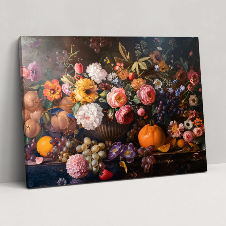 Floral Still Life Baroque Style Wall Decoration - Baroque, Home Decoration, Baroque Style Painting, Canvas Print