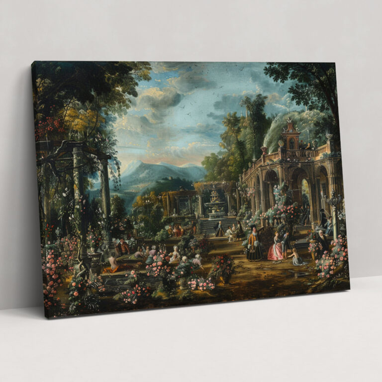 Garden Scene Baroque Style Canvas Print - Baroque, Wall Decoration, Home Decoration, Canvas Print
