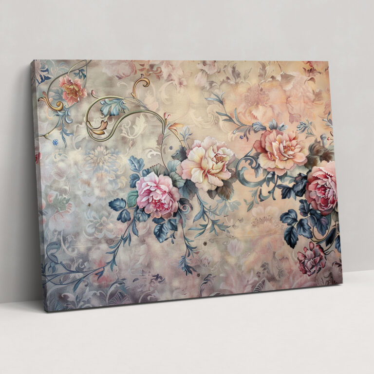 Pastel Floral Baroque Canvas Print - Baroque, Baroque Style Painting, Pastel Tones, Home Decoration