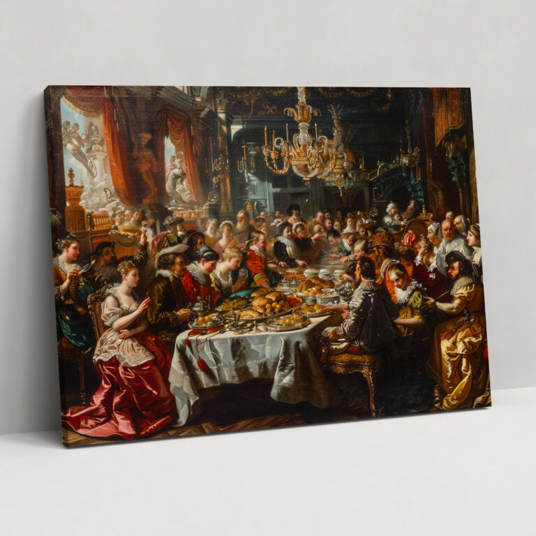 Banquet Scene Baroque Style Painting Canvas Print - Baroque, Baroque Style Painting, Wall Art, Noble Guests