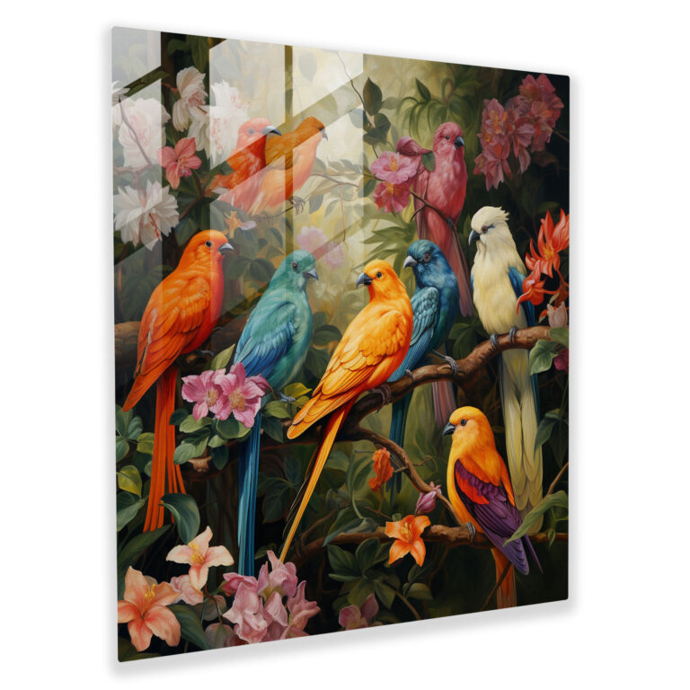 Opulent Avian Glass Print: Classic Oil Painting Glass Wall Art, Home Decoration, Wall Decor, Glass Art, Modern Artwork