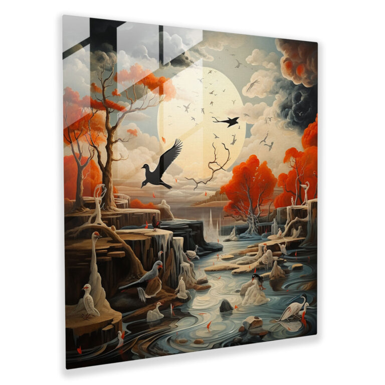 Dreamscape Avian Glass Print: Surrealist Masterpiece Glass Wall Art, Home Decoration, Wall Decor, Glass Art, Modern Artwork