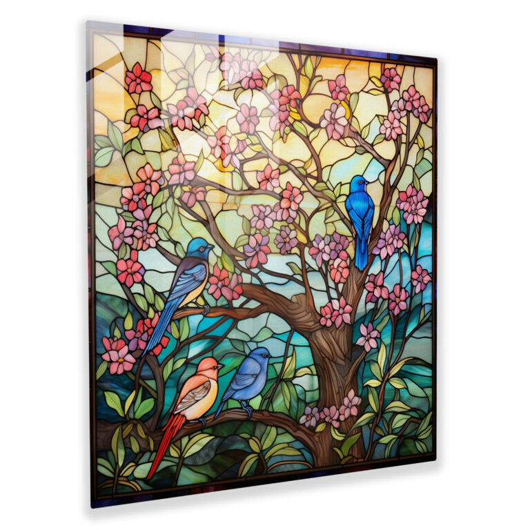 Serenity Garden Glass Print - Stained Glass Wall Art Home Decoration