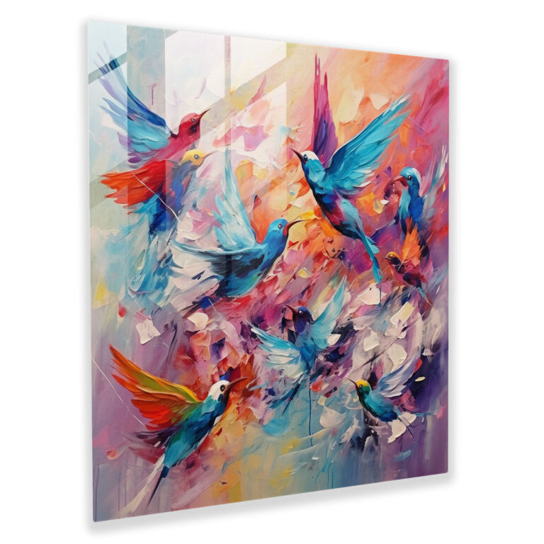 Colorful Avian Symphony Glass Print Wall Art