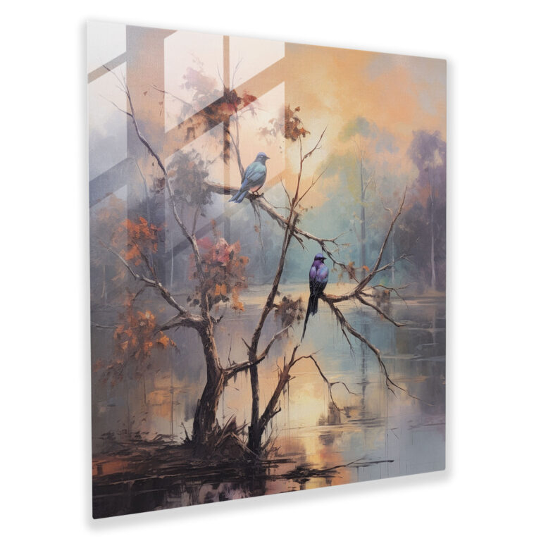 Tranquil Avian Haven Glass Print Wall Decor